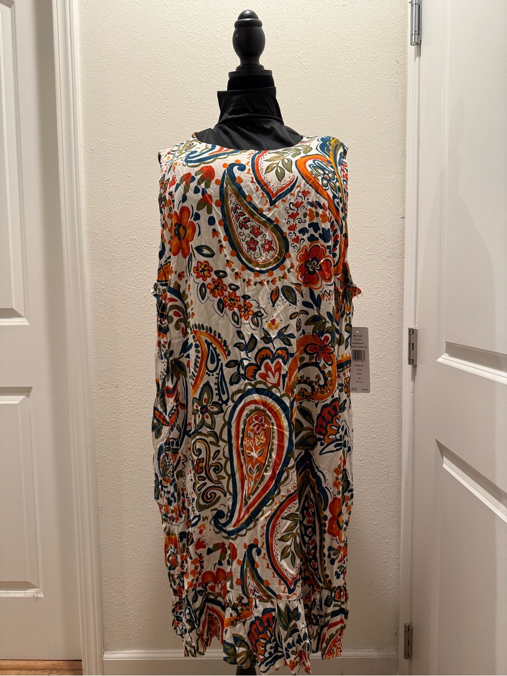 MSK Women’s Multicolor Paisley Sleeveless Dress - White Background